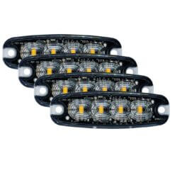4-Pack Blixtljus 4 LED klar lins - ECE R65